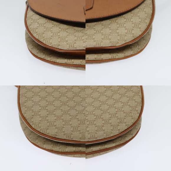 CELINE Macadam Canvas Shoulder Bag Pvc Leather Beige Gold - Picture 10 of 12